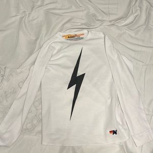White Aviator Nation lightning bolt Thermal Longsleeve